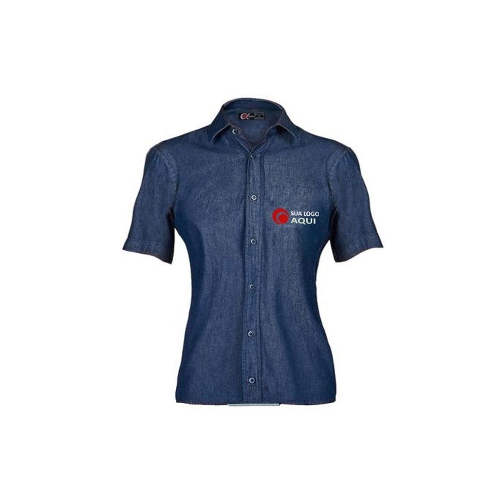 Camisa cor tecido Jeans-unijeans